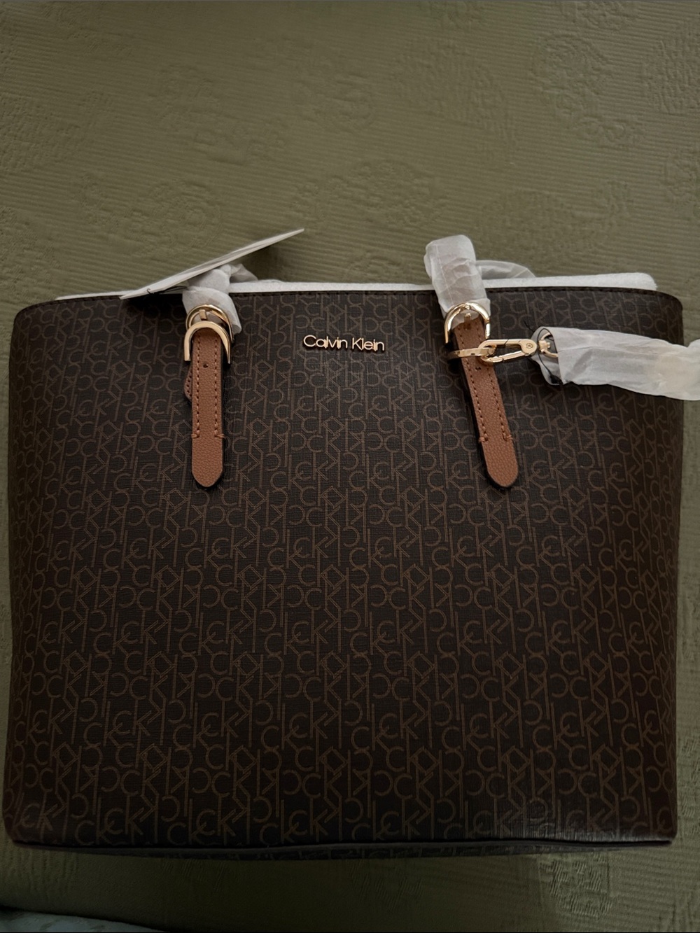 Calvin Klein Dark Brown Logo Tote - Picture 2 of 7